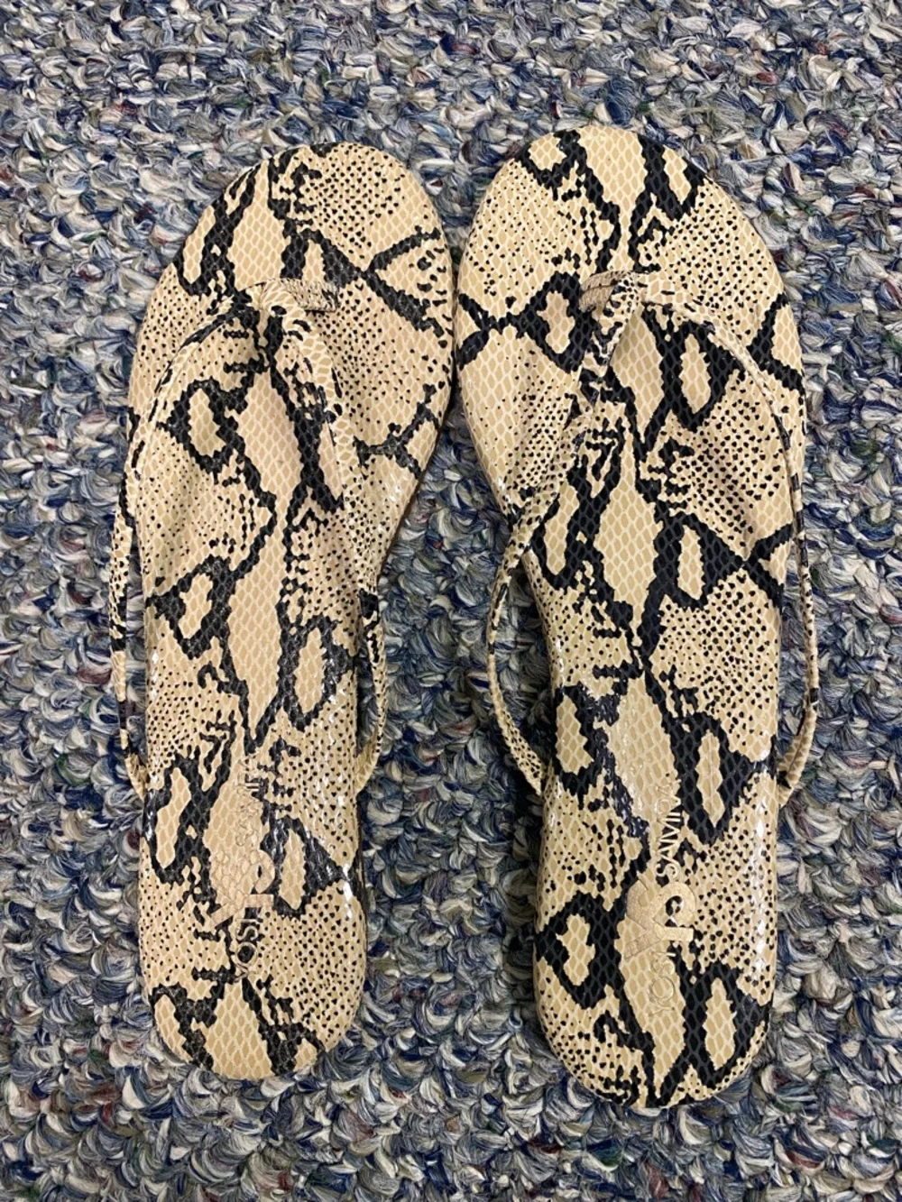Yosi Samra Snake Print Flip Flop Sandals - Beige & Black - Picture 2 of 5